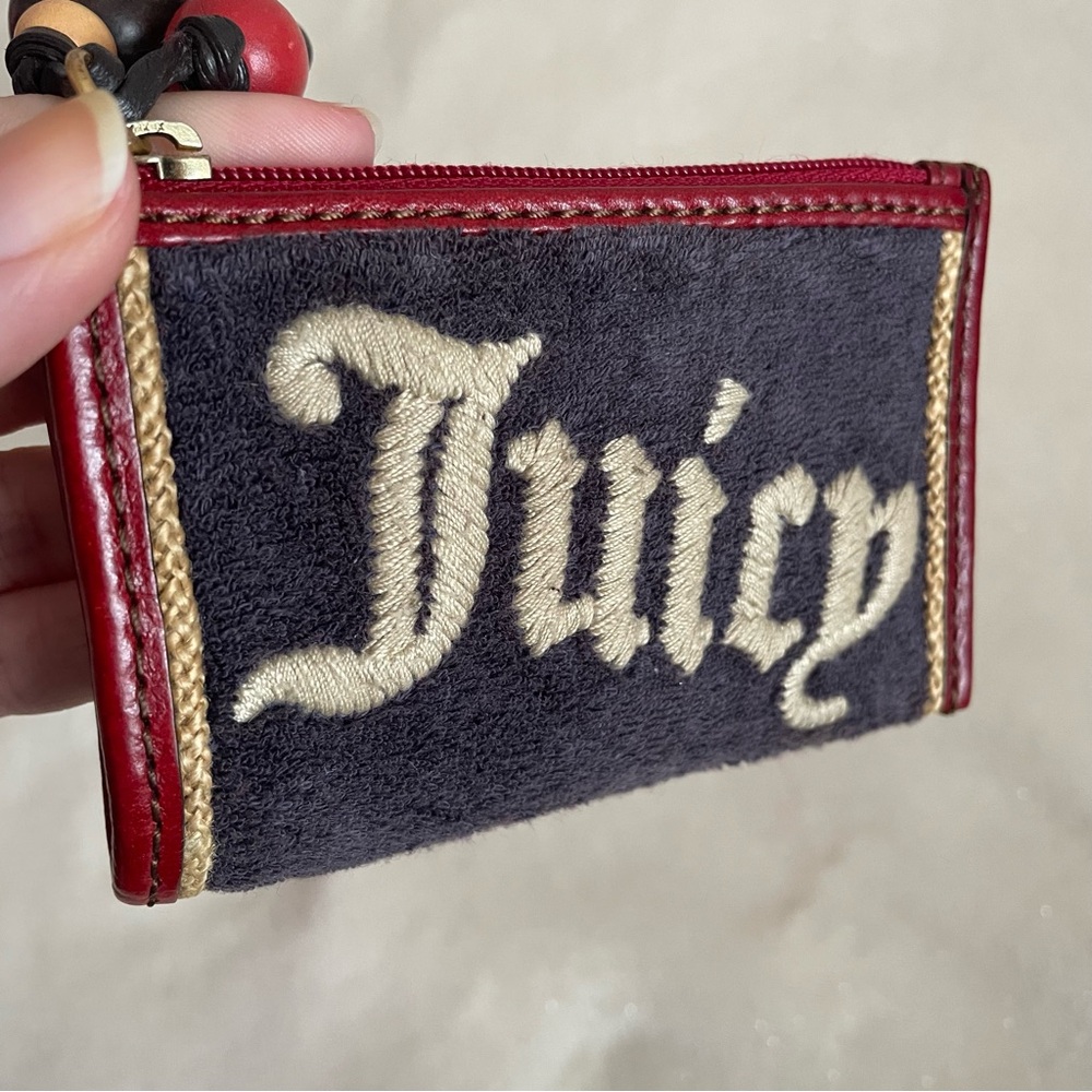 Sold✨vintage y2k Juicy Couture Genuine Leather Terry Cloth Boho Card Wallet ✨ - Picture 3 of 11